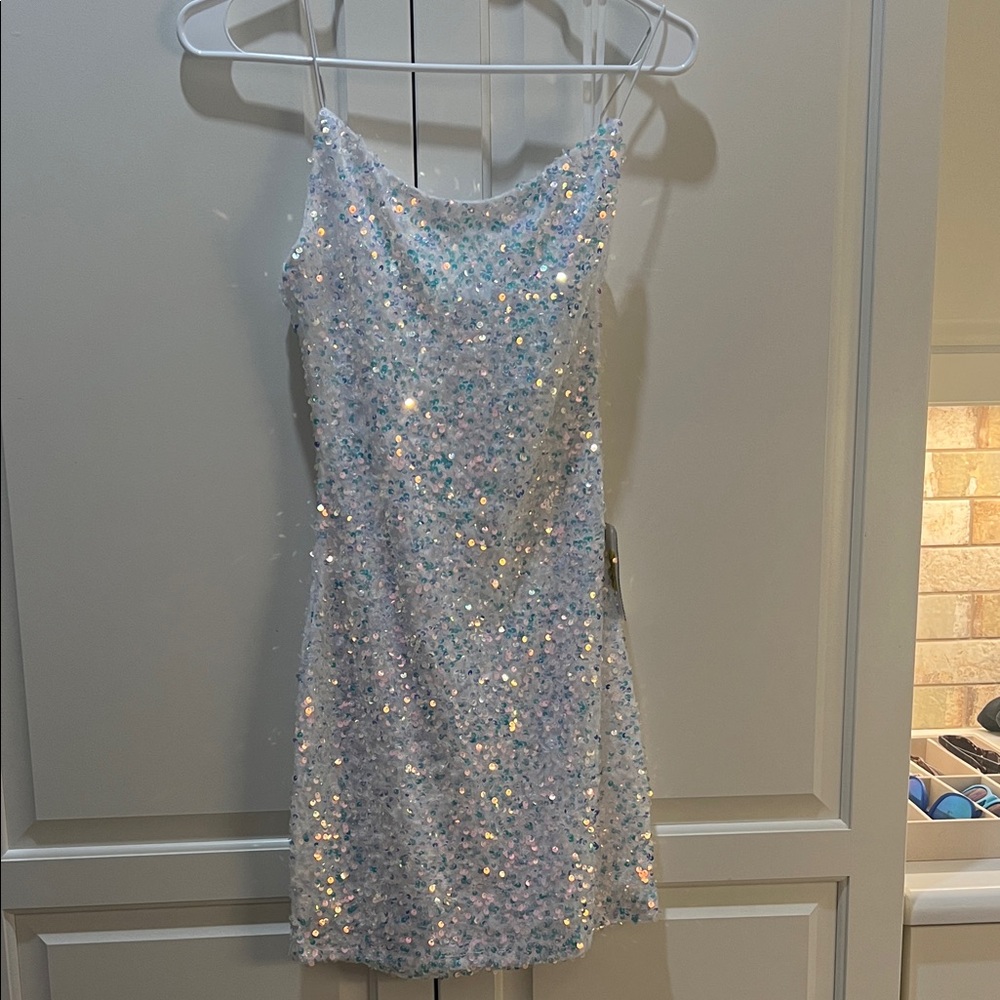 B Darlin Iridescent Sequin Dress